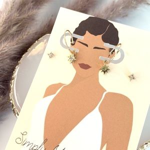 Small hoop with stars earring set